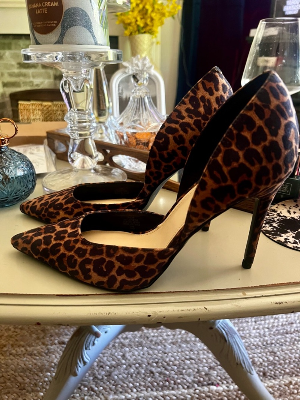 Leopard Print Pointed-Toe Stiletto Pumps - Brown/Black